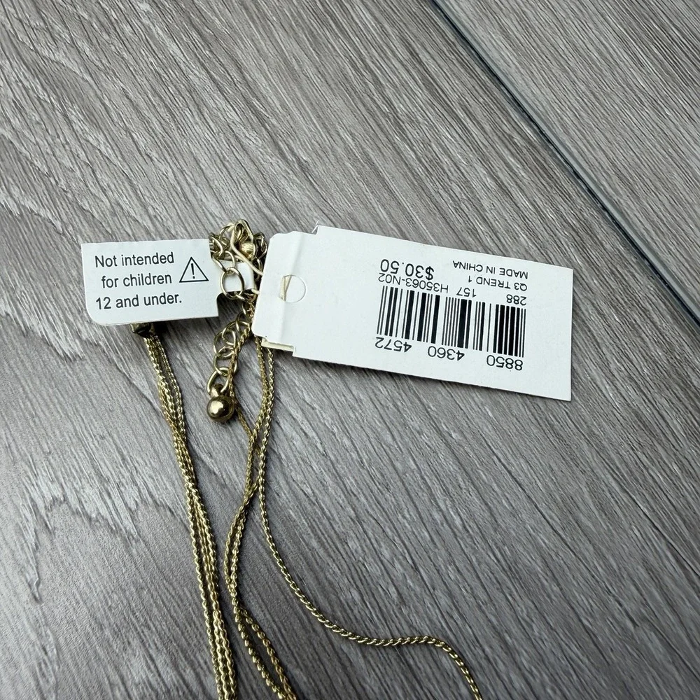 Macy's Purple Geometric Statement Necklace Gold Tone Multi Strand Square New